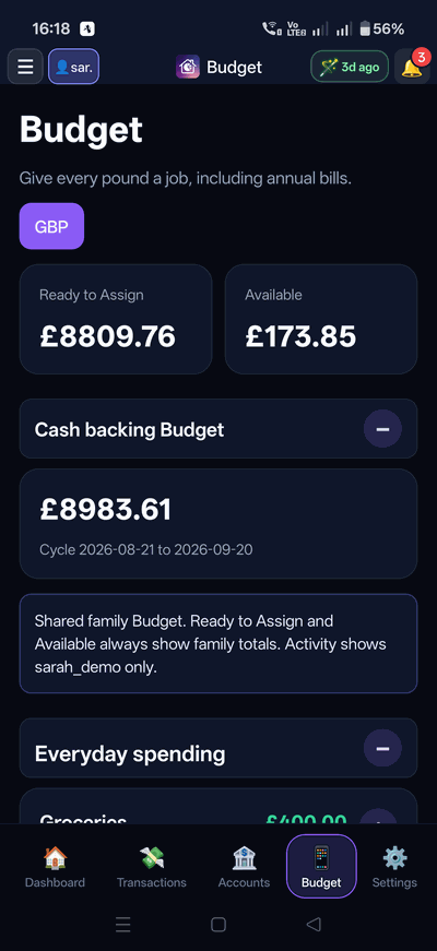 Mobile Zero-Based Envelope Budget Flow